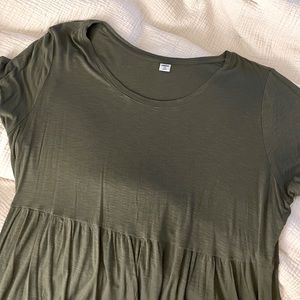 Olive green long peplum jersey top